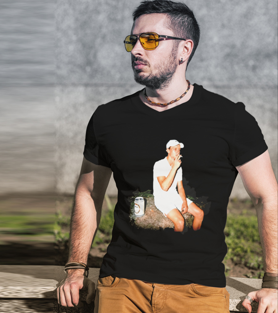 Wimbledon 2026 Men's Singles Italy Jannik Sinner Smoking With Beer T-Shirt
