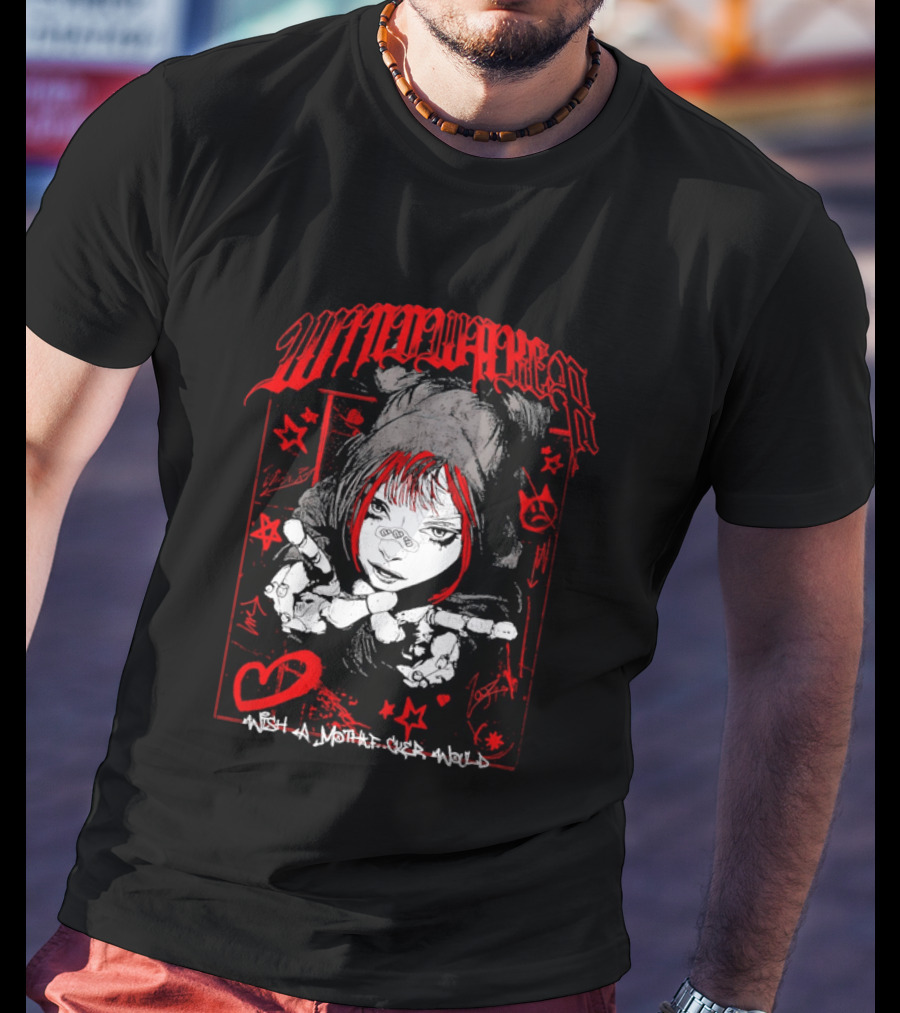 Windwaker Wish A Mfer Would Red And Black Graphic With Stars And Peace T-Shirt