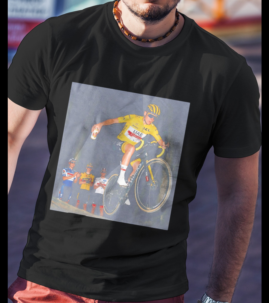 Tadej Pogačar UAE Emirates Cycling Team With Beer Can Stunt T-Shirt