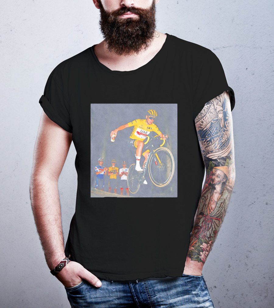 Tadej Pogačar UAE Emirates Cycling Team With Beer Can Stunt T-Shirt