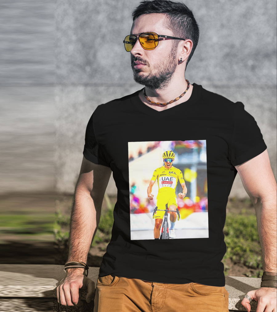 Tadej Pogačar UAE Team Emirates Tour De France Victory Moment T-Shirt