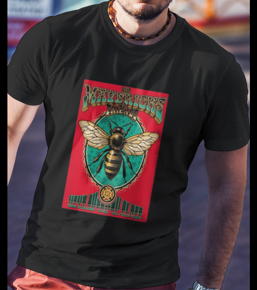 The Mavericks And Friends Hoyt Sherman Place Des Moines Iowa July 24 2026 Vintage Concert With Bee Image T-Shirt