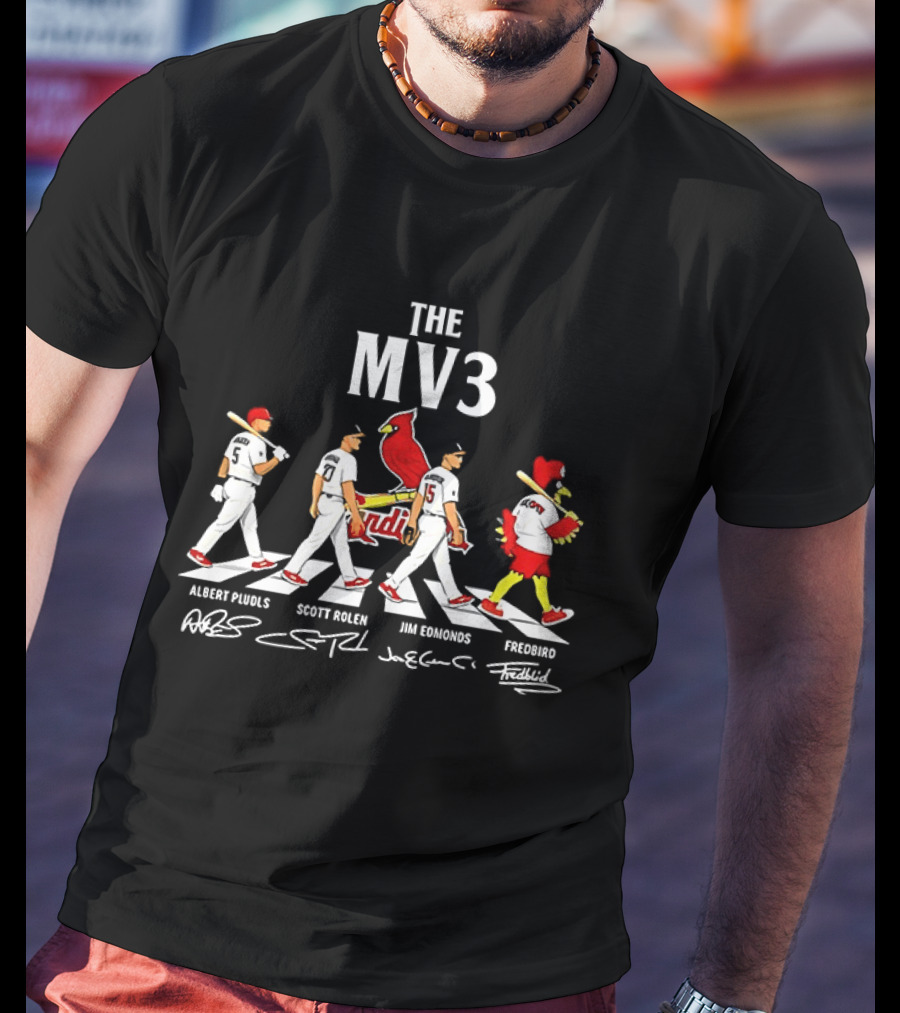 The MV3 Albert Pujols Scott Rolen Jim Edmonds St. Louis Cardinals Abbey Road Fredbird T-Shirt