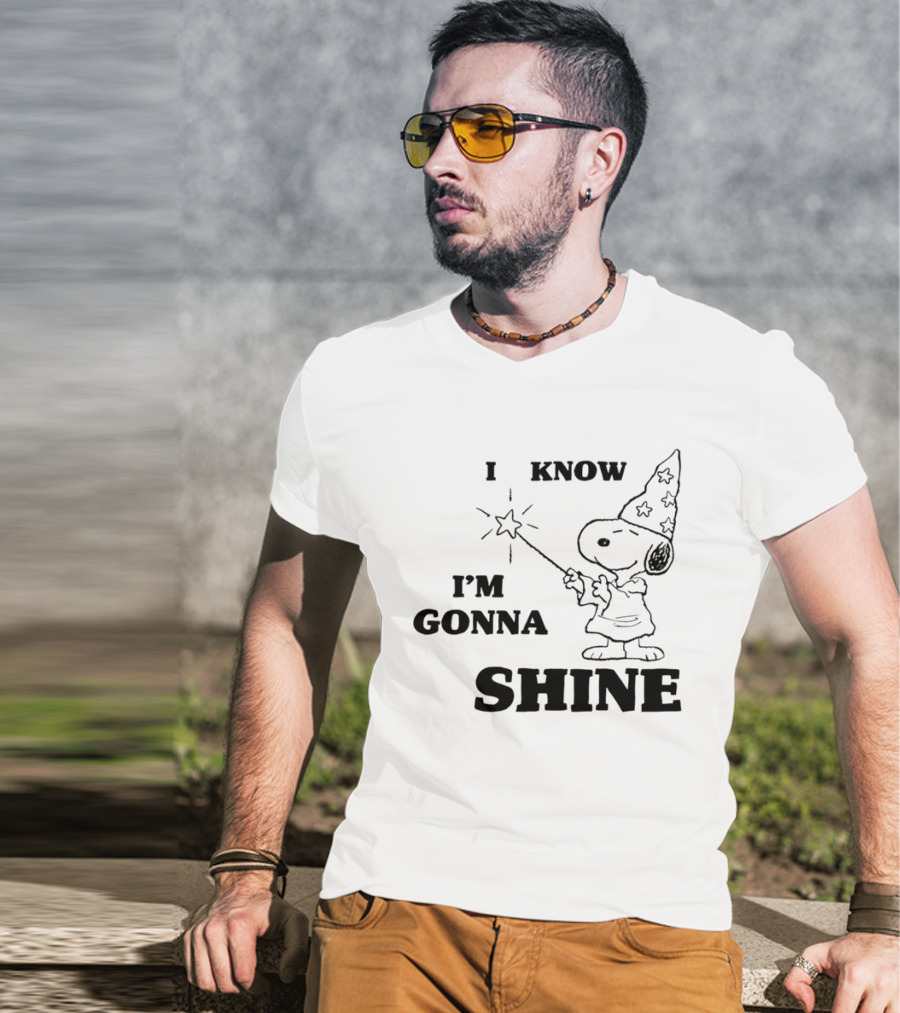Snoopy Wizard I Know I'm Gonna Shine Magic Wand Stars T-Shirt