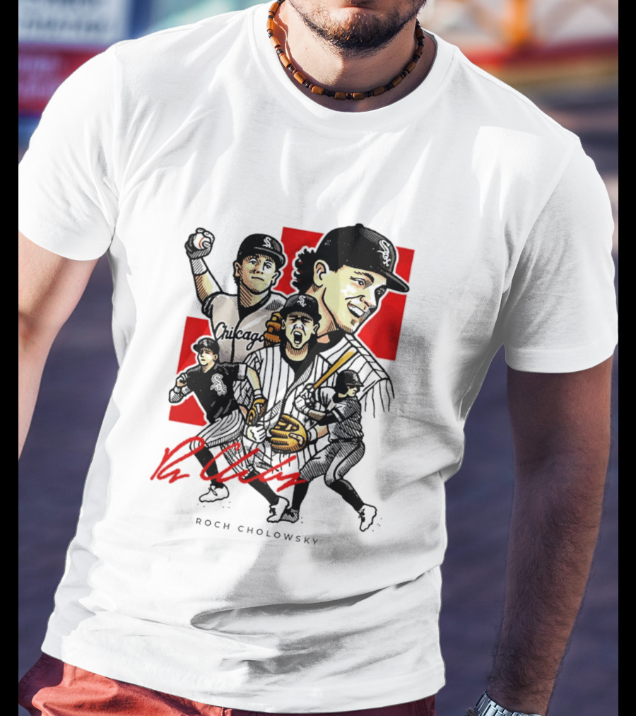 Roch Cholowsky Chicago White Sox Player Artwork Collage T-Shirt