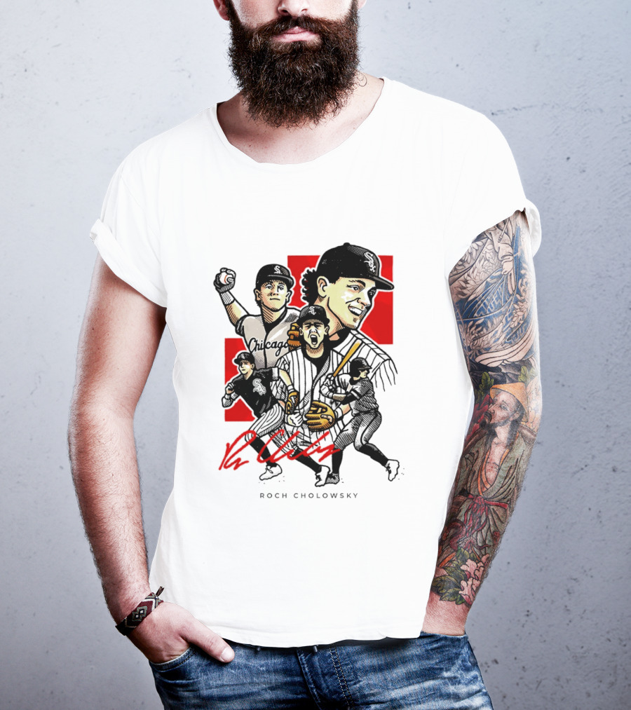 Roch Cholowsky Chicago White Sox Player Artwork Collage T-Shirt