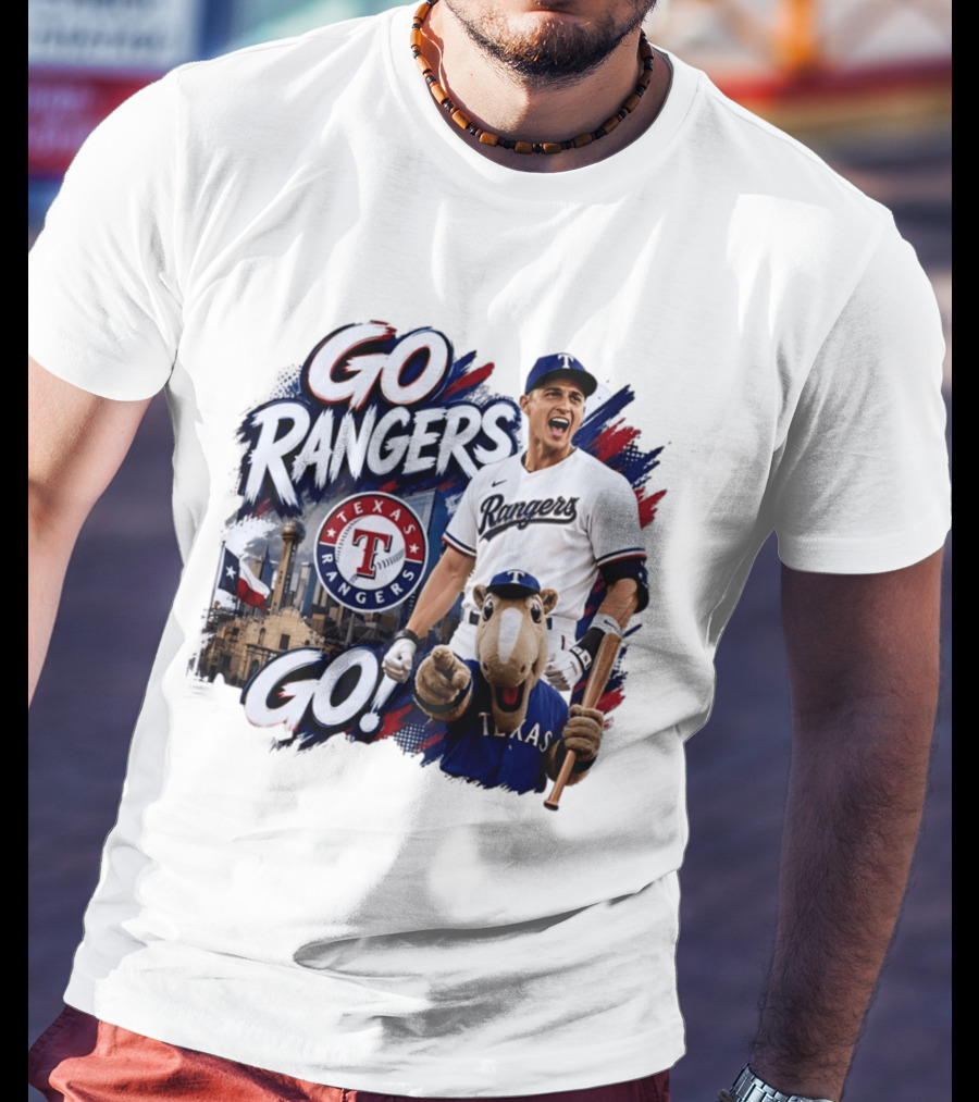 Go Rangers Texas Rangers Baseball Team Spirit Celebration T-Shirt