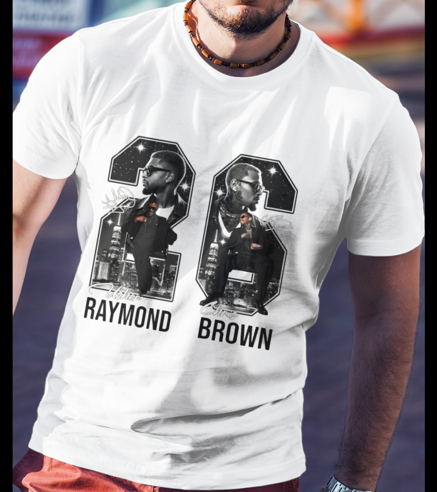 Usher Raymond Chris Brown 26 R And B Tour Usher Chris Brown Signatures T-Shirt