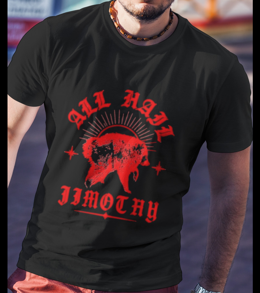 All Hail Jimothy Raccoon Red Starburst Buffalo T-Shirt