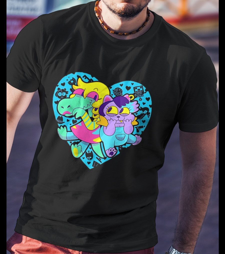 Alphys Mew Mew Heart Art Colorful Character Pair T-Shirt