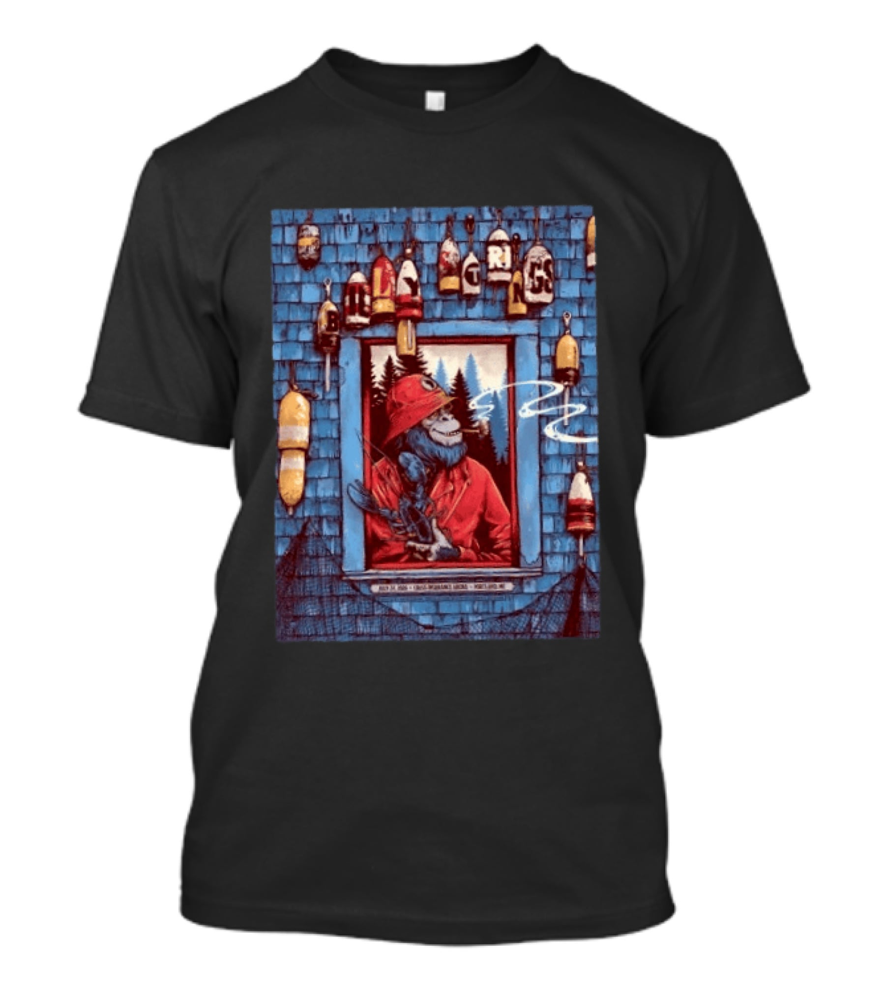 Billy Strings Portland ME 2026 Night 1 July 24 Event By Dan Dippel At Cross Insurance Arena Featuring Lobster Fisherman Monkey T-Shirt