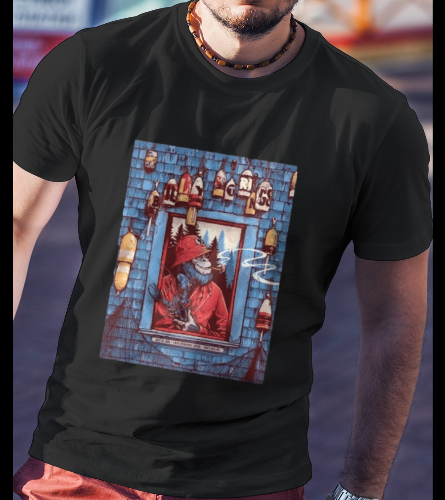 Billy Strings Portland ME 2026 Night 1 July 24 Event By Dan Dippel At Cross Insurance Arena Featuring Lobster Fisherman Monkey T-Shirt