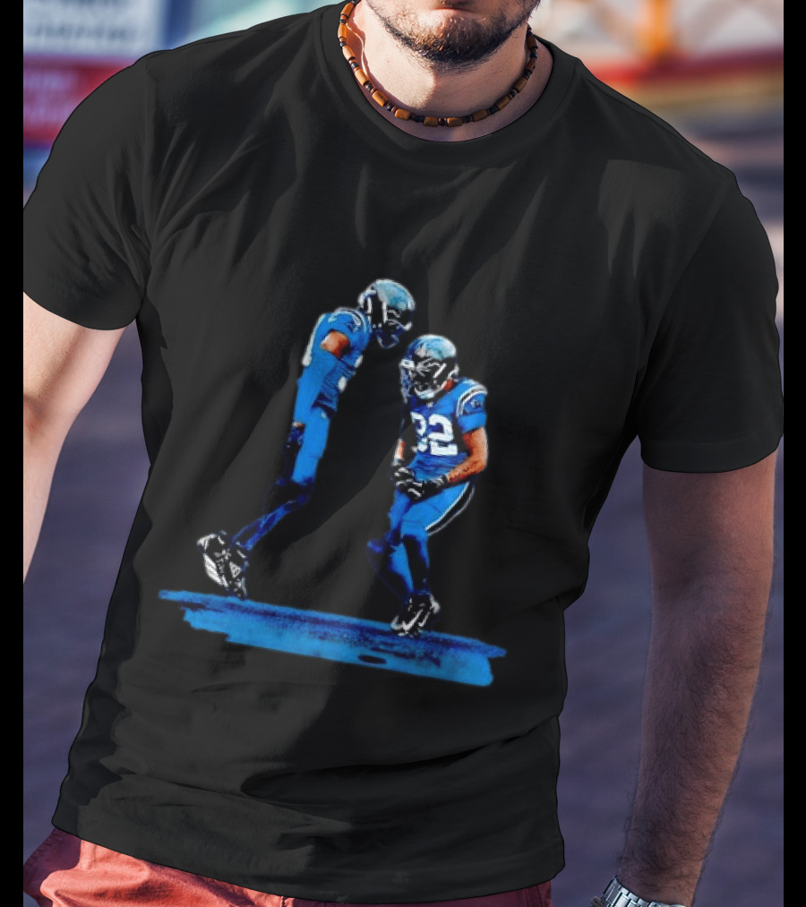 Carolina Panthers Blue Uniforms Players Celebrating Football Team Victory T-Shirt