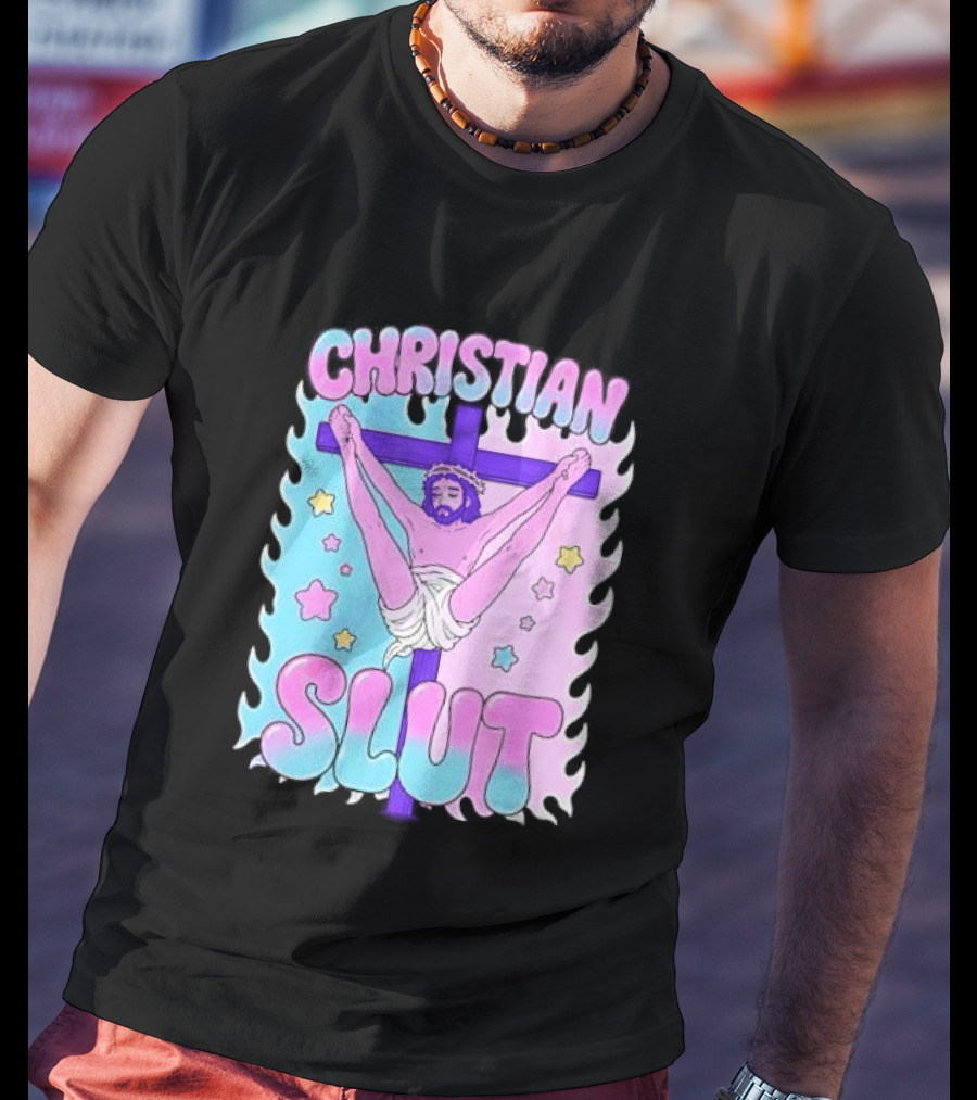 Christian Slut Teen Hearts Jesus Splits Meme T-Shirt