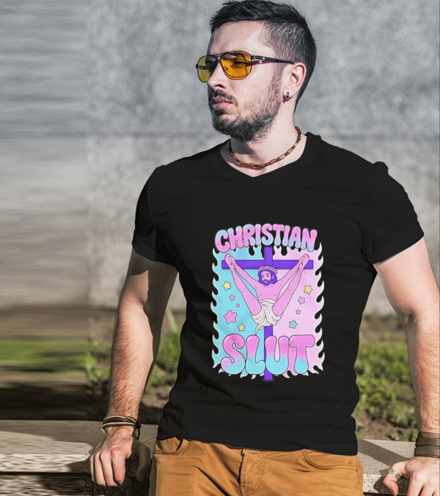 Christian Slut Teen Hearts Jesus Splits Meme T-Shirt