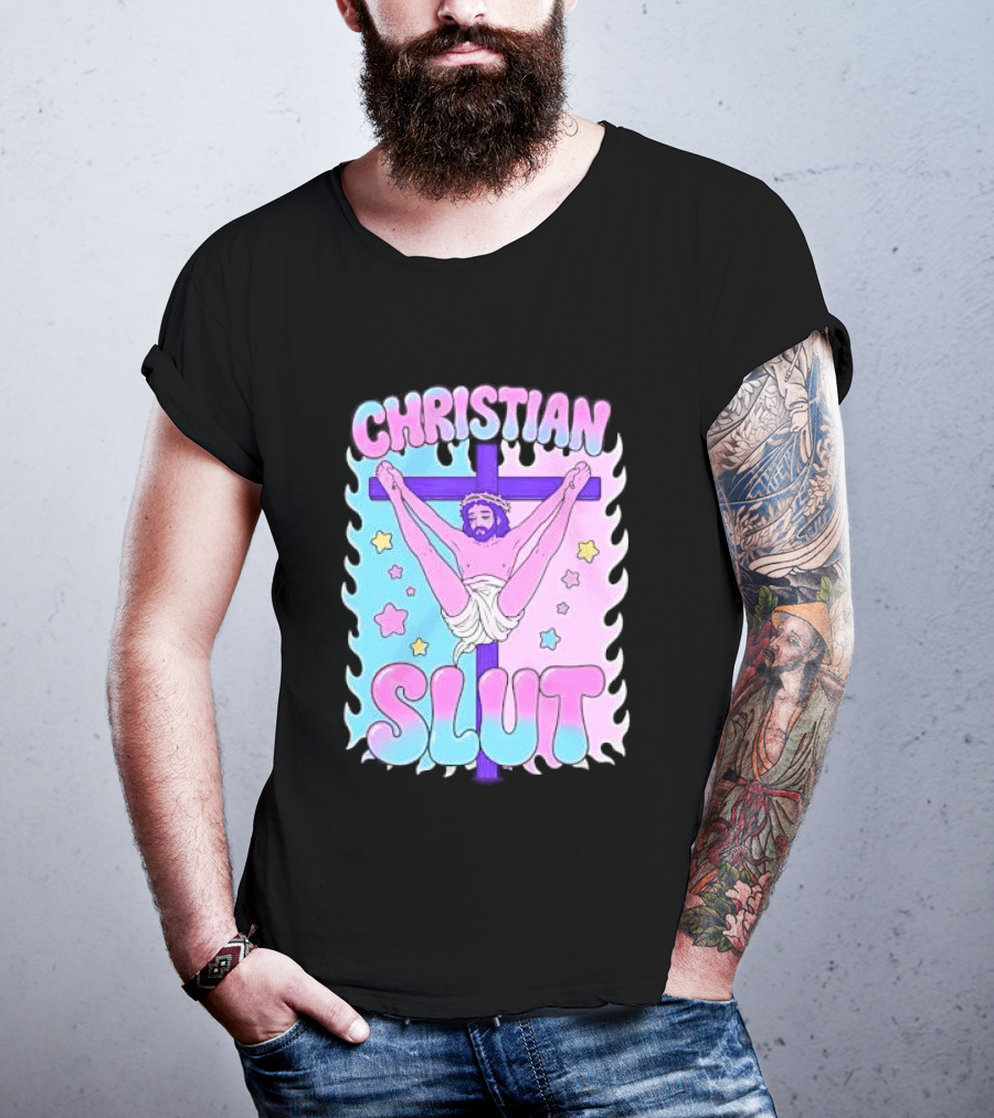 Christian Slut Teen Hearts Jesus Splits Meme T-Shirt