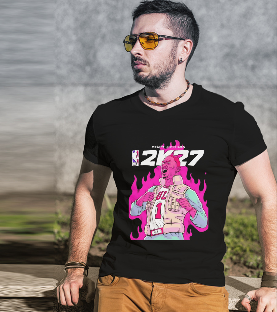 Derrick Rose Bulls NBA 2K27 Might Edition Basketball T-Shirt