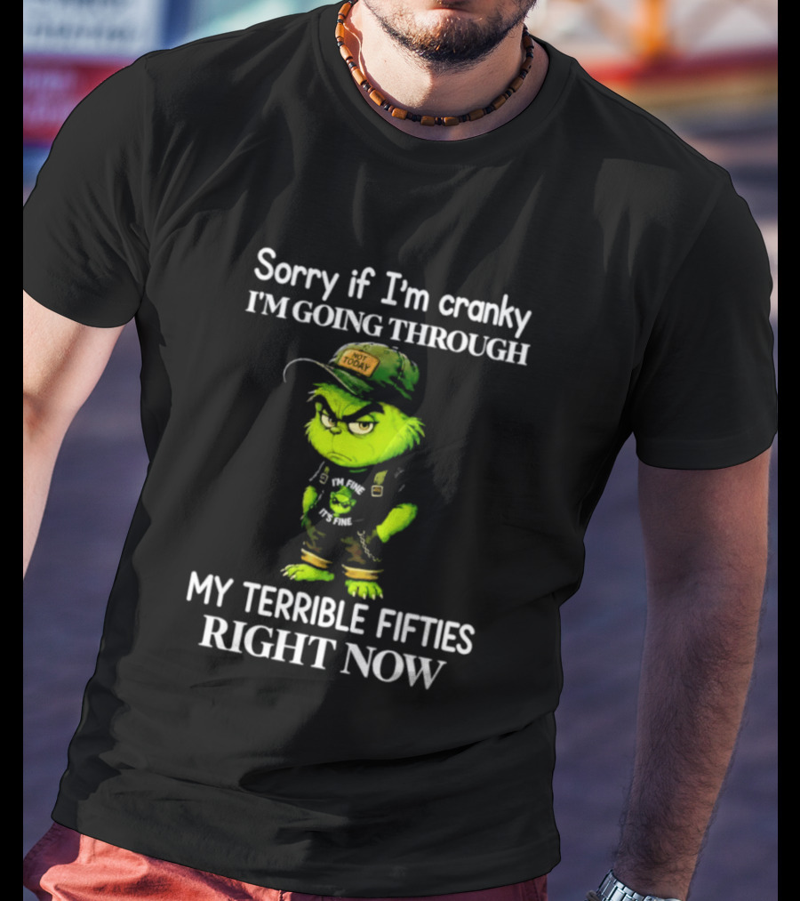 Grinch Sorry If I'm Cranky I'm Going Through My Terrible Fifties Right Now T-Shirt