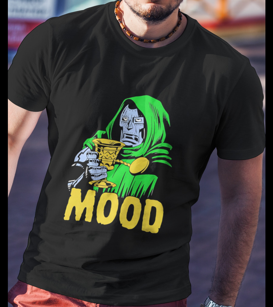 Doom Mood Green Cloaked Character Holding Goblet T-Shirt