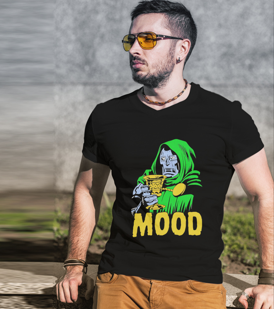 Doom Mood Green Cloaked Character Holding Goblet T-Shirt