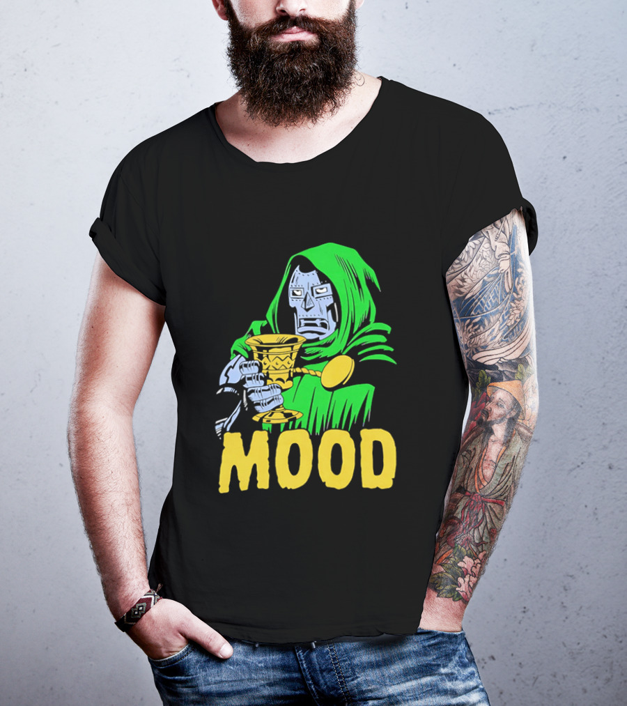 Doom Mood Green Cloaked Character Holding Goblet T-Shirt