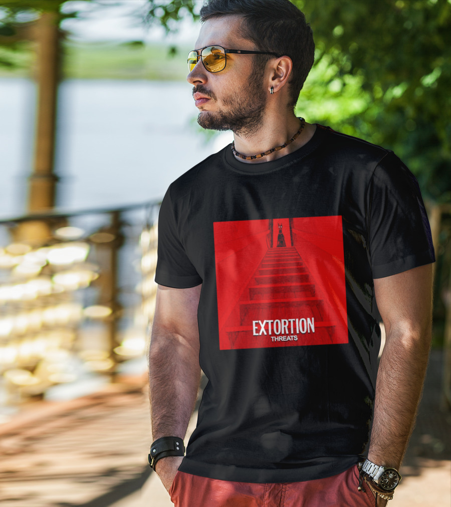 Extortion Threats Dark Stairs Red Scene T-Shirt