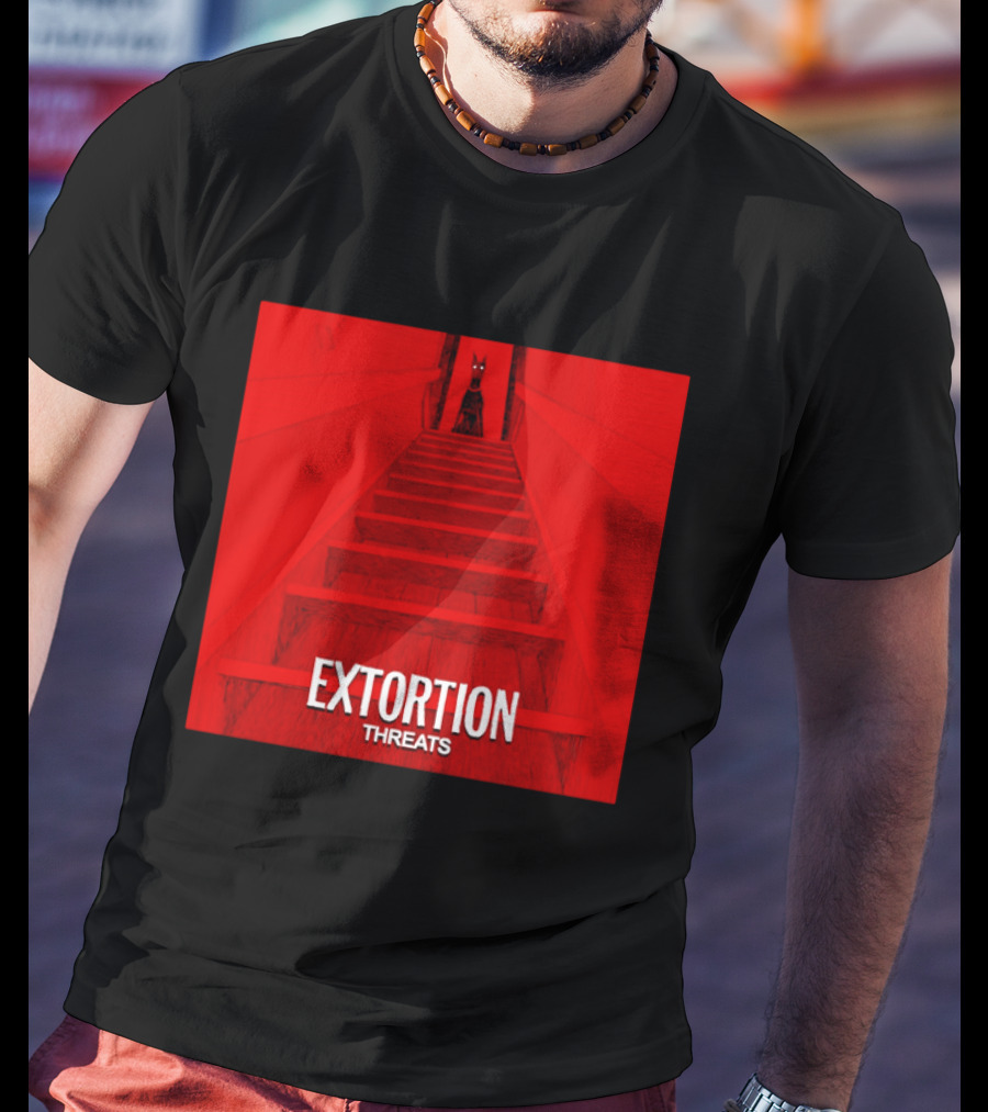 Extortion Threats Dark Stairs Red Scene T-Shirt