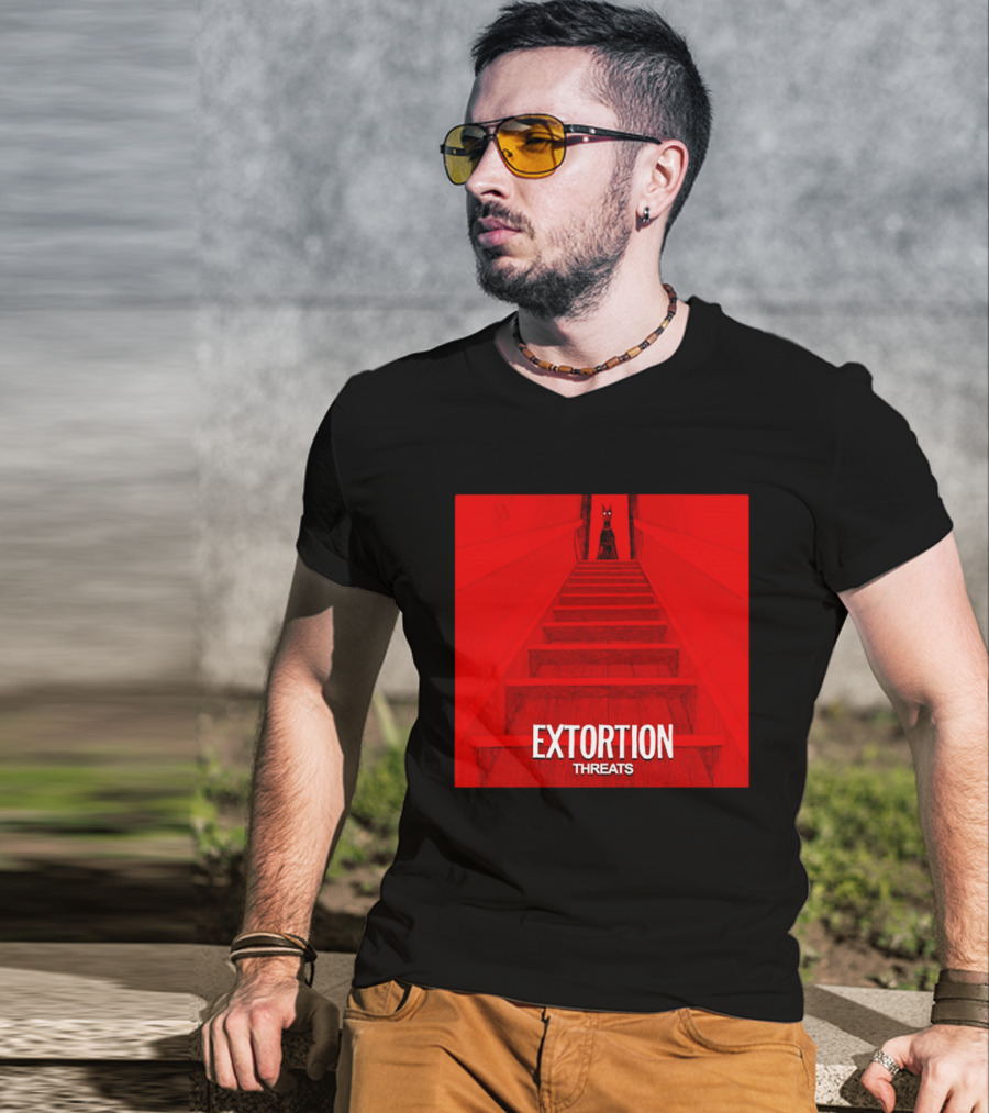 Extortion Threats Dark Stairs Red Scene T-Shirt