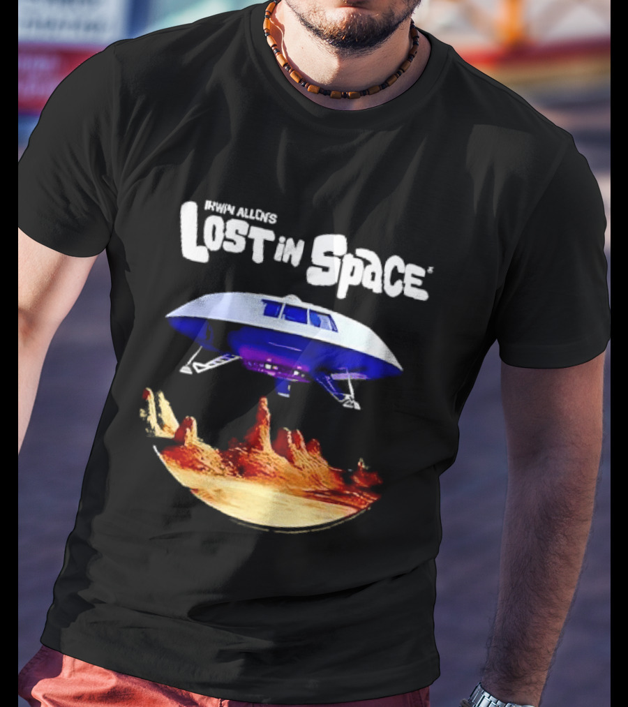 Irwin Allen's Lost In Space Sci Fi Spaceship Over Alien Terrain T-Shirt