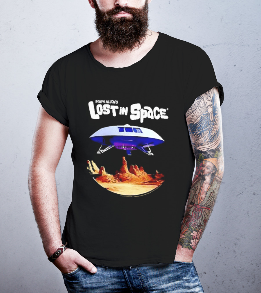 Irwin Allen's Lost In Space Sci Fi Spaceship Over Alien Terrain T-Shirt