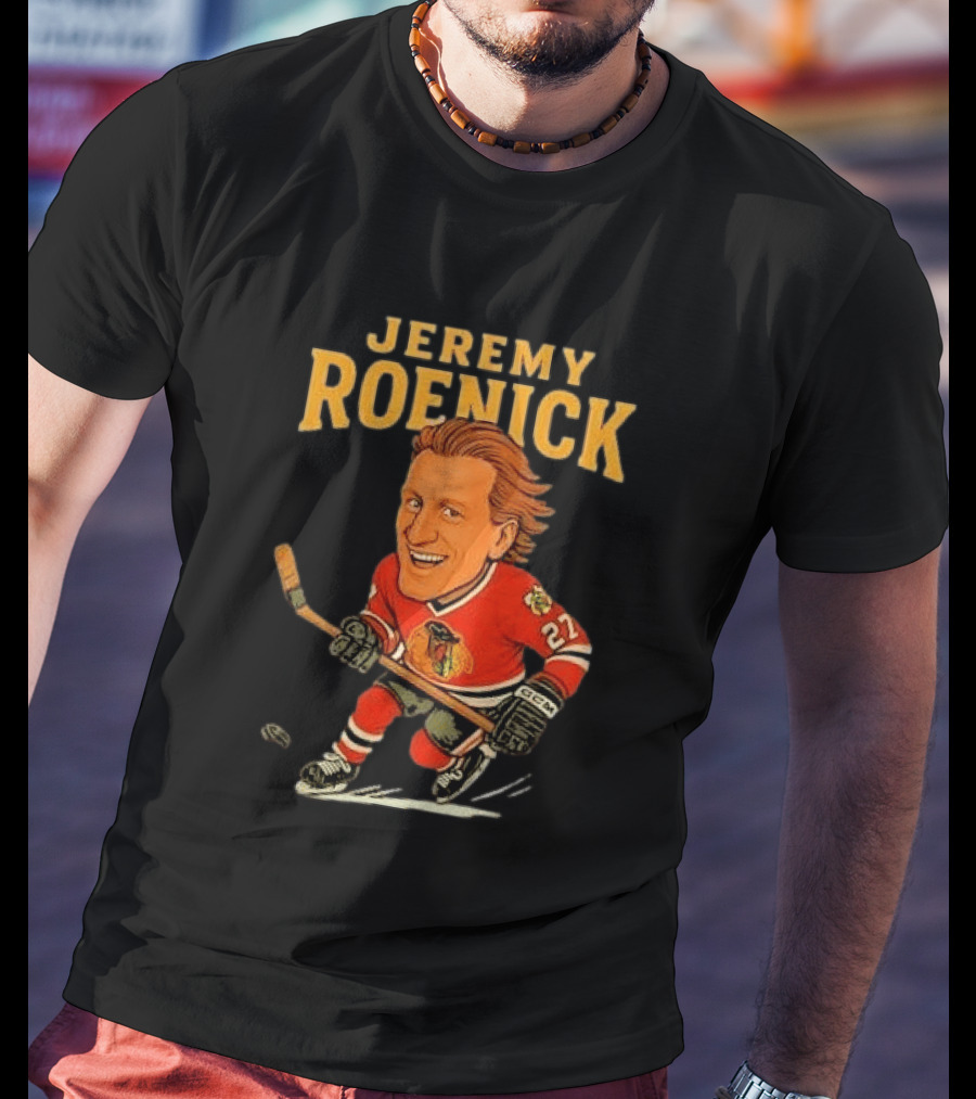 Jeremy Roenick Caricature Chicago Blackhawks Legendary Hockey Star T-Shirt