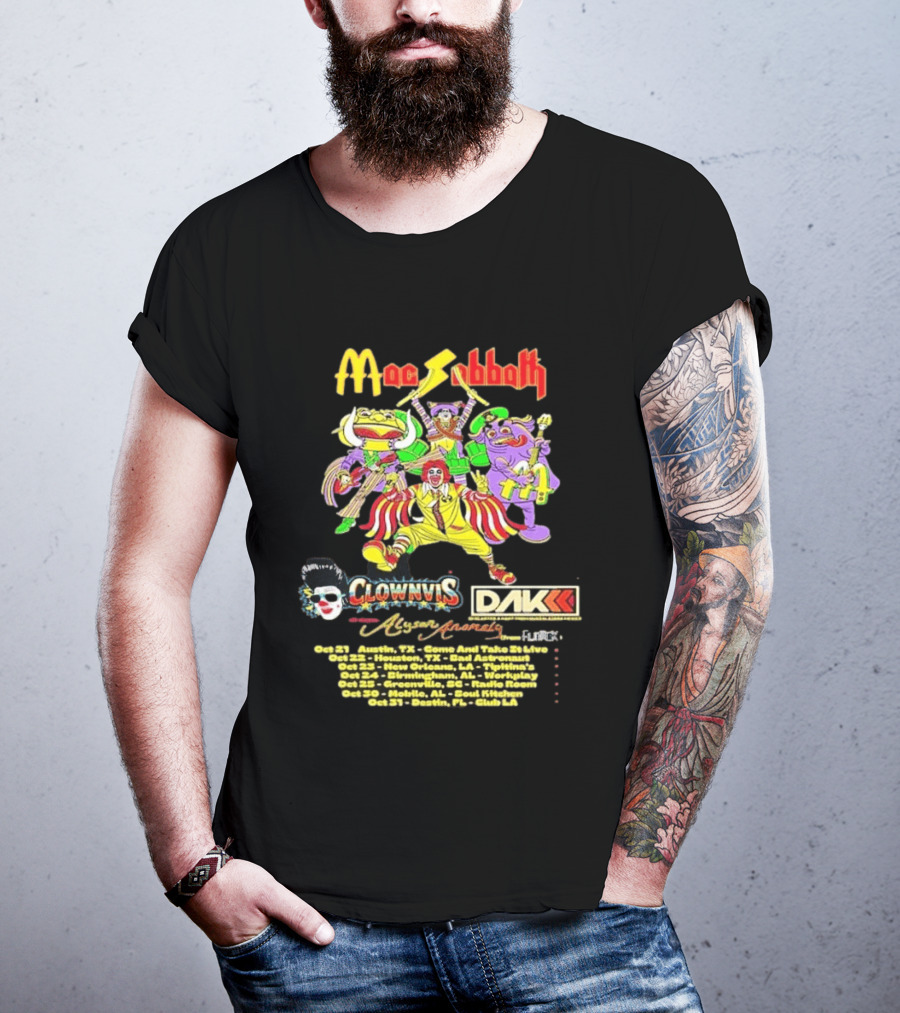 Mac Sabbath Fall 2026 US Tour Clownvis Live Austin Houston Destin FL Oct 21 31 T-Shirt