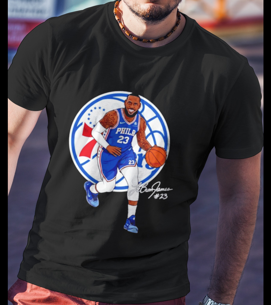 Philadelphia 76ers 23 LeBron James Blue Basketball Phila 76ers T-Shirt