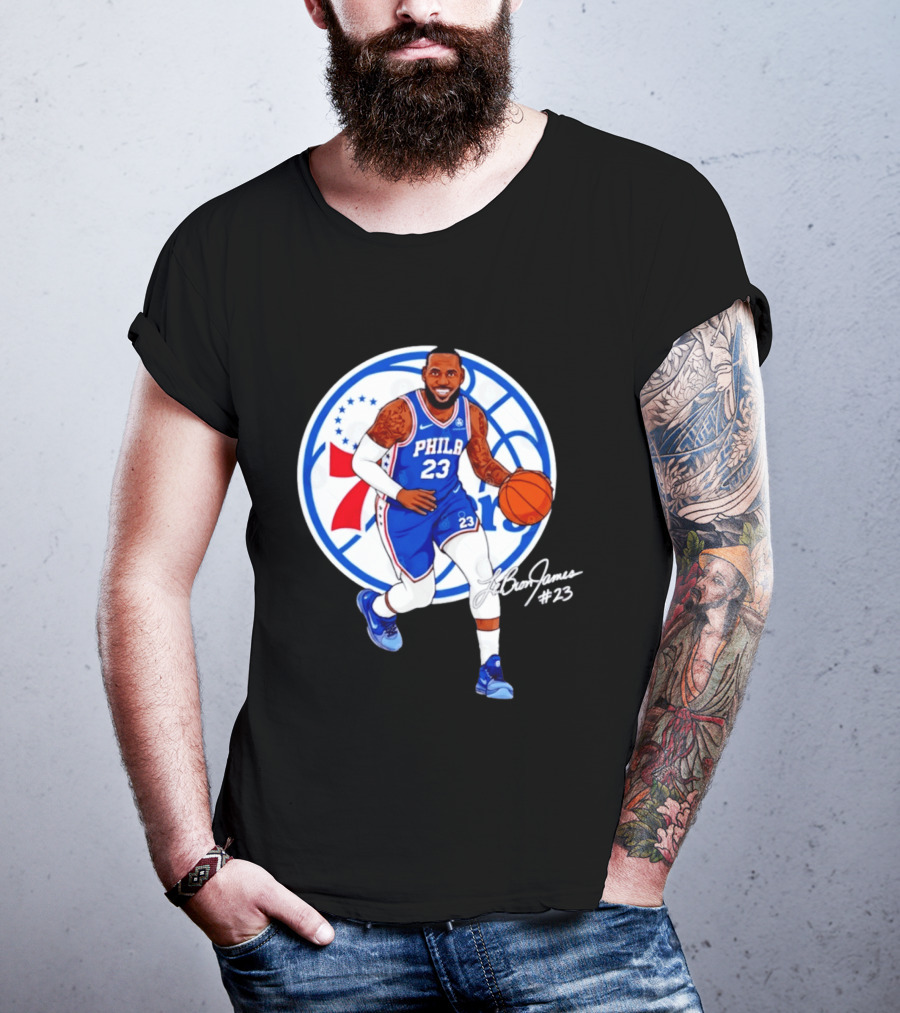 Philadelphia 76ers 23 LeBron James Blue Basketball Phila 76ers T-Shirt
