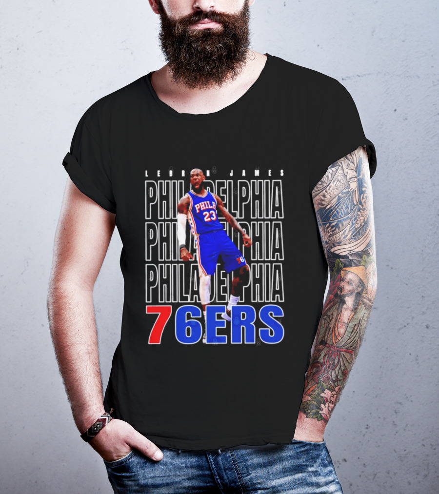 LeBron James Philadelphia 76ers Scream Vintage Style Jersey T-Shirt