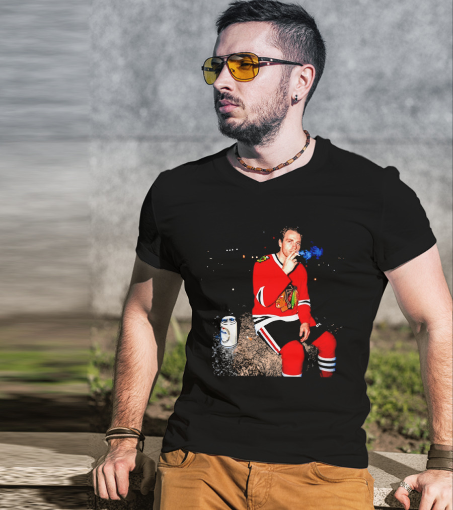 Patrick Kane Chicago Blackhawks Showtime Smoking Retro Aesthetic T-Shirt