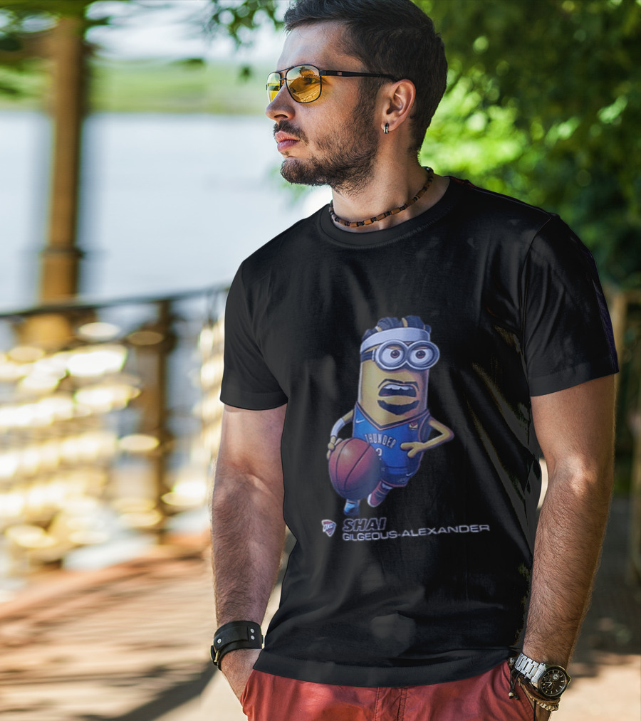 OKC Thunder NBA Shai Gilgeous Alexander Minion Basketball Player T-Shirt