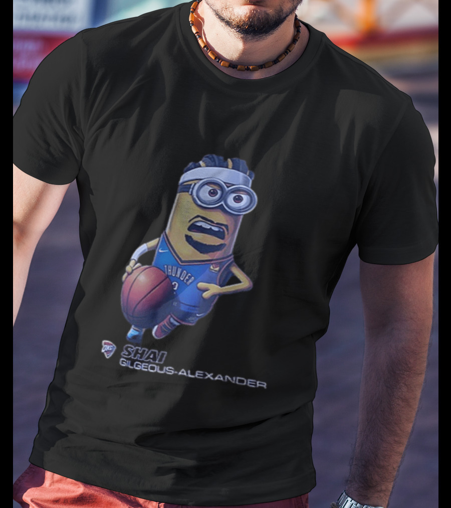 OKC Thunder NBA Shai Gilgeous Alexander Minion Basketball Player T-Shirt