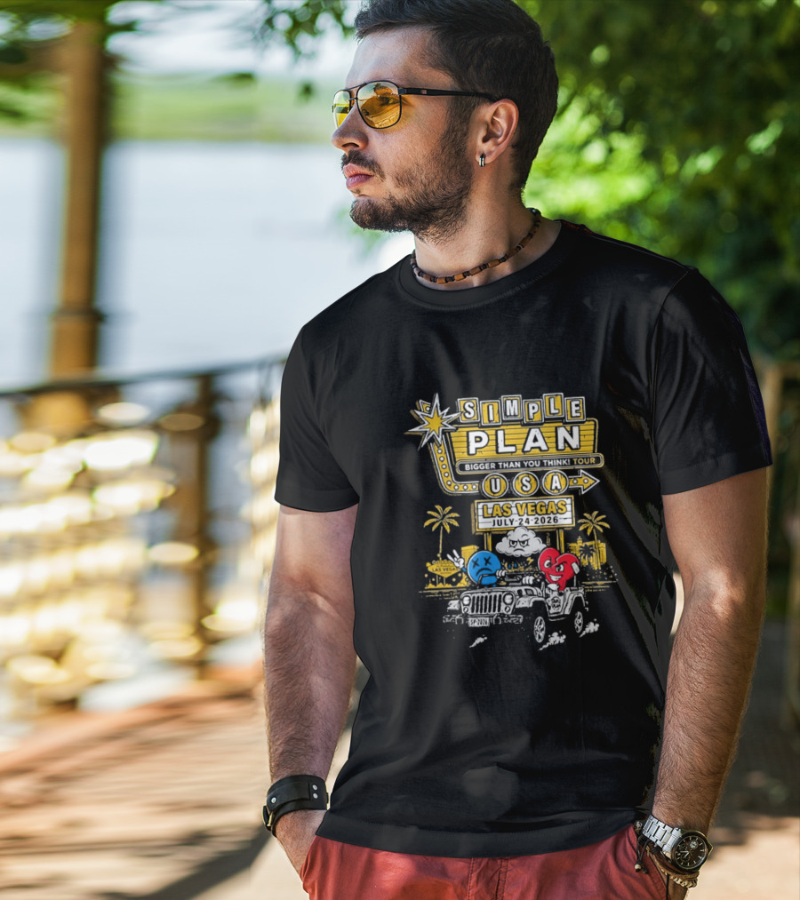 Simple Plan Bigger Than You Think Tour USA Las Vegas July 4 2026 Pearl Concert Theater Palms Casino Resort T-Shirt