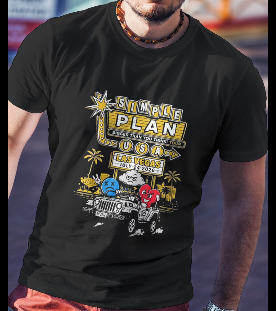 Simple Plan Bigger Than You Think Tour USA Las Vegas July 4 2026 Pearl Concert Theater Palms Casino Resort T-Shirt