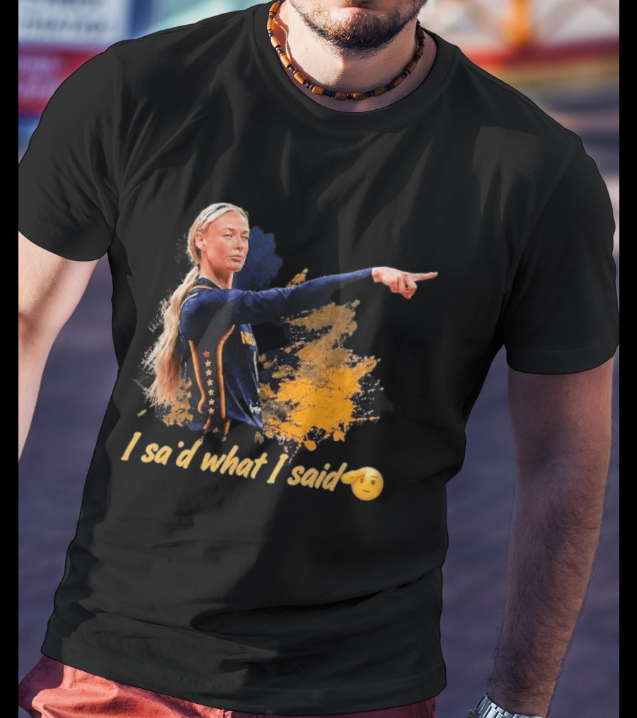 Sophie Cunningham I Said What I Said Yellow And Blue Basketball Emoji T-Shirt