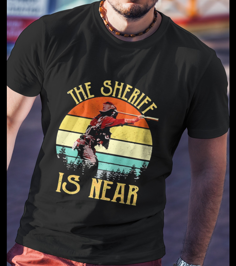 The Sheriff Is Near Western Cowboy Retro Sunset T-Shirt