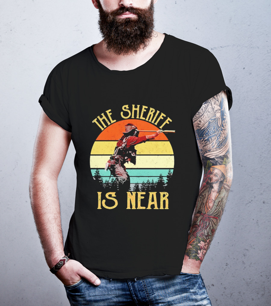 The Sheriff Is Near Western Cowboy Retro Sunset T-Shirt
