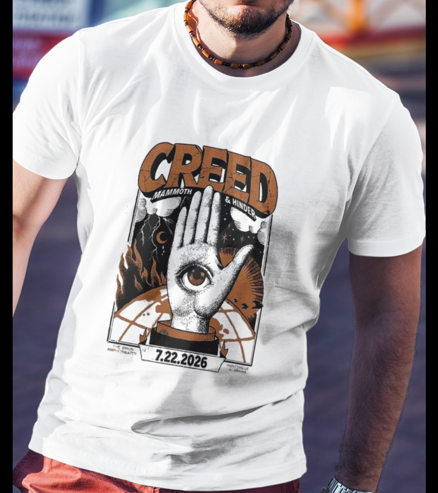 Creed Huntsville Alabama 2026 Event Orion Amphitheater July 22 Eye In Hand T-Shirt