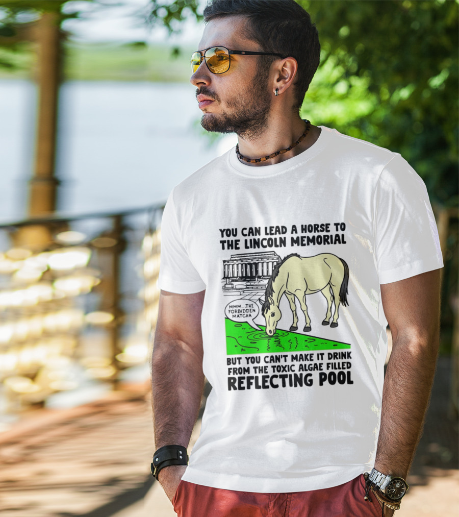 You Can Lead A Horse To The Lincoln Memorial Nnmm This Forbidden Matcha Toxic Algae Filled Reflecting Pool T-Shirt