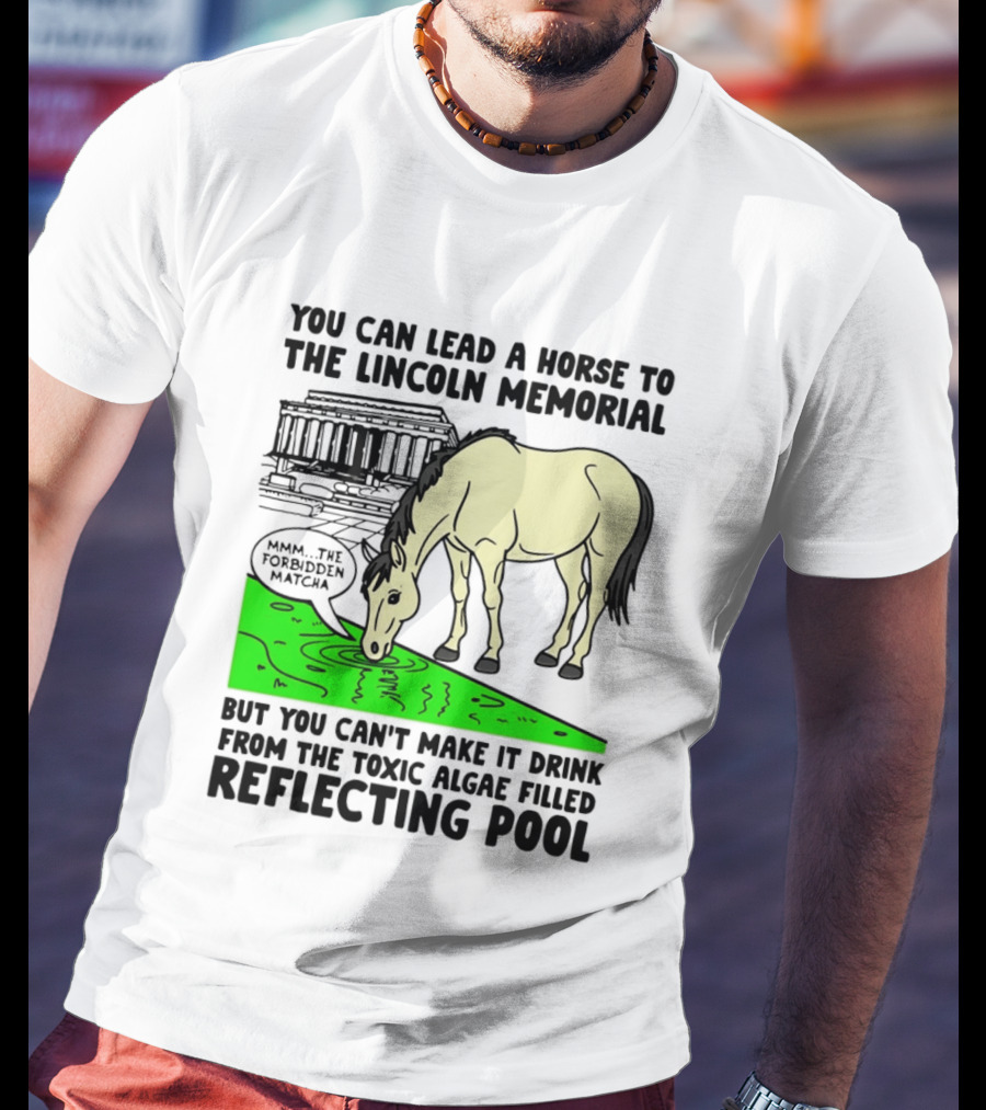 You Can Lead A Horse To The Lincoln Memorial Nnmm This Forbidden Matcha Toxic Algae Filled Reflecting Pool T-Shirt