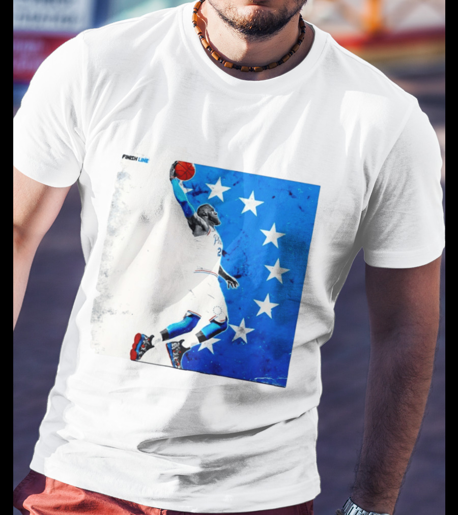 LeBron James Philadelphia 76ers Finish Line Stars Basketball Dunk T-Shirt