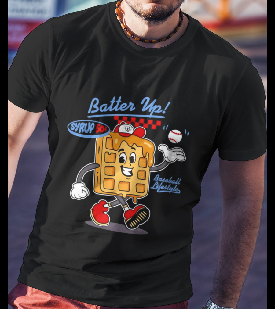 Batter Up Syrup Baseball Waffle Fun Sports Lifestyle T-Shirt