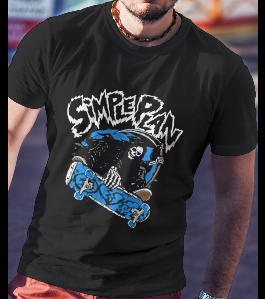 Simple Plan Skeleton Skater With Scythe 2026 T-Shirt