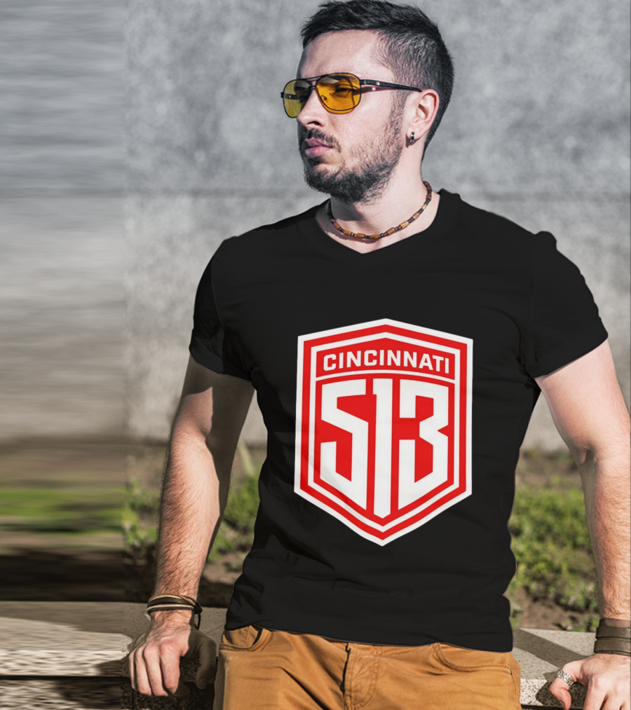 Cincinnati 513 Shield Emblem Area Code T-Shirt